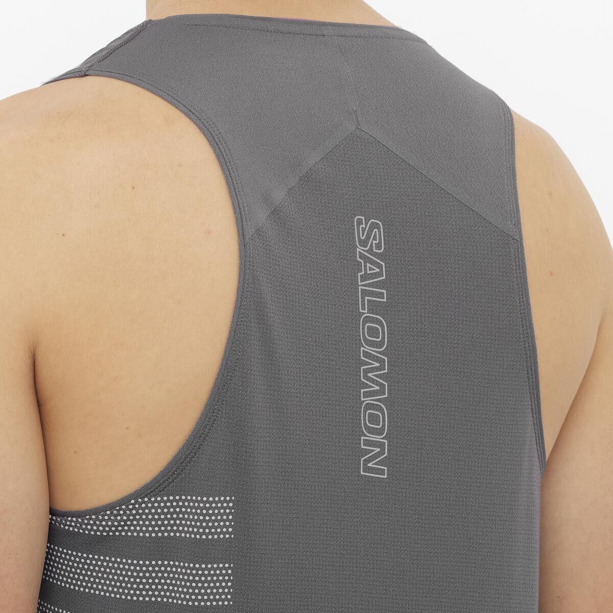 Salomon Sense Aero Graphic Tank Top Grau/Weiß Herren 3/5