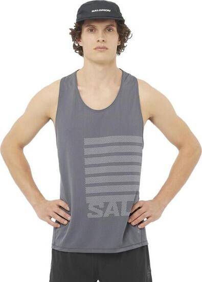 Débardeur Salomon Sense Aero Graphic Gris/Blanc Homme