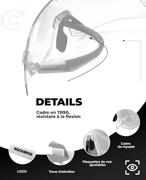 ROCKBROS Fahrradbrille Photochrom Sportsonnenbrille UV400 3/5