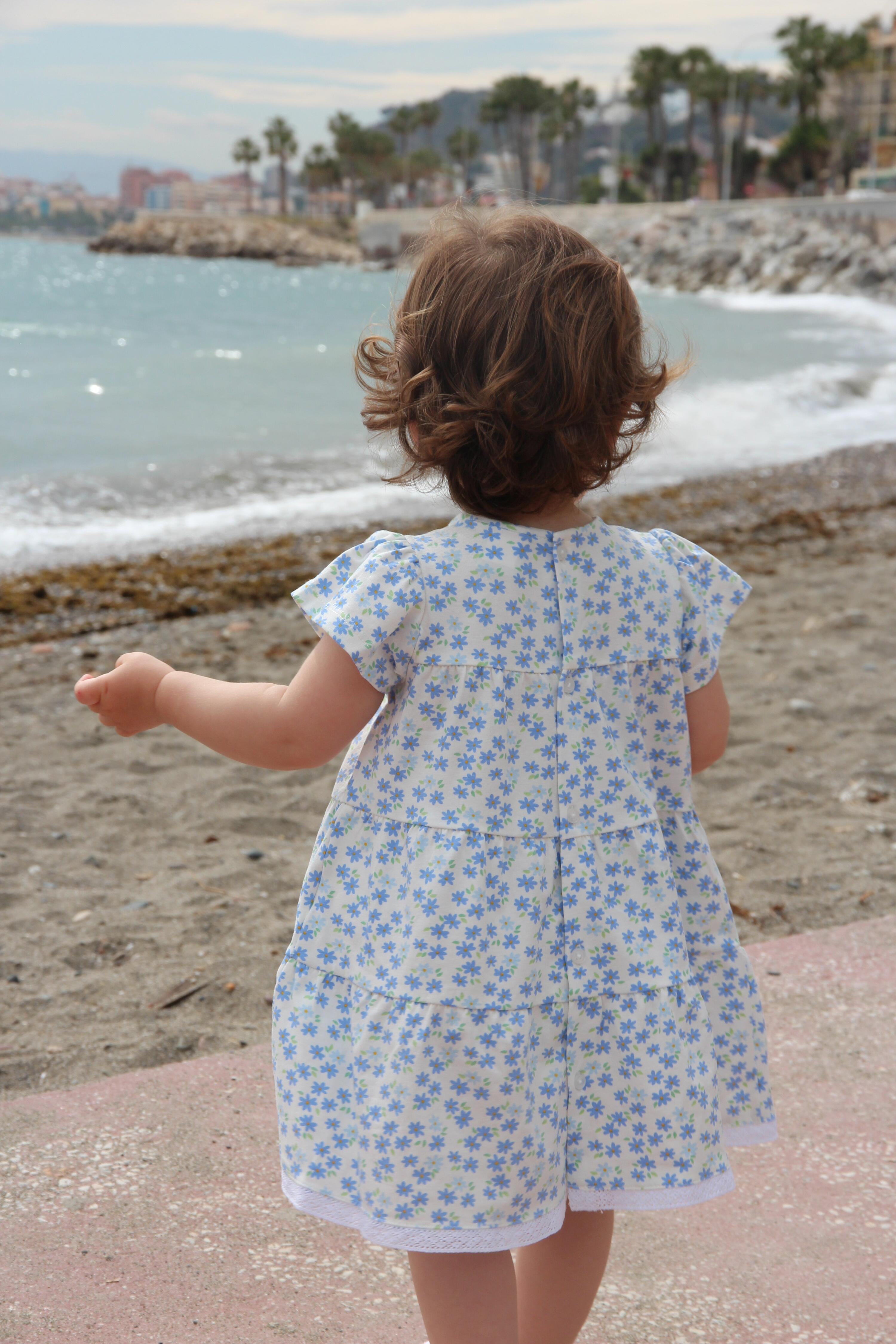 Vestido bebé niña flores azules 3/5
