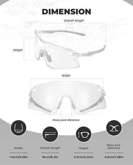 ROCKBROS Fahrradbrille Photochrom Sportsonnenbrille UV400 5/5