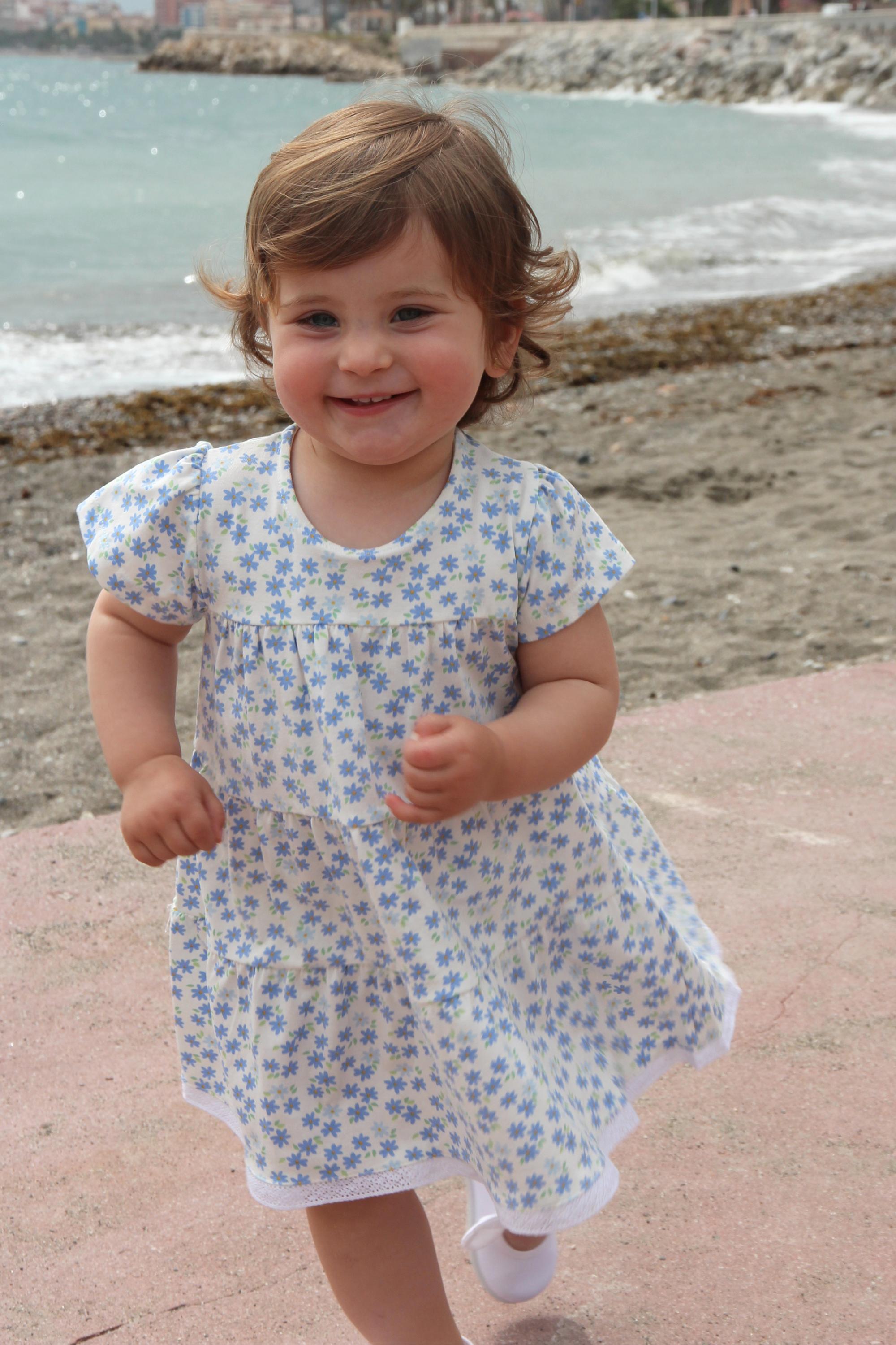 Vestido bebé niña flores azules 2/5