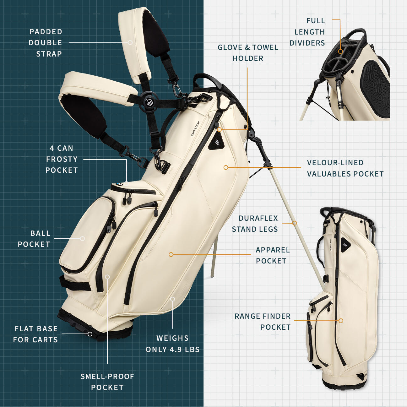 Ryder S-Class golftas - Cream 2/9
