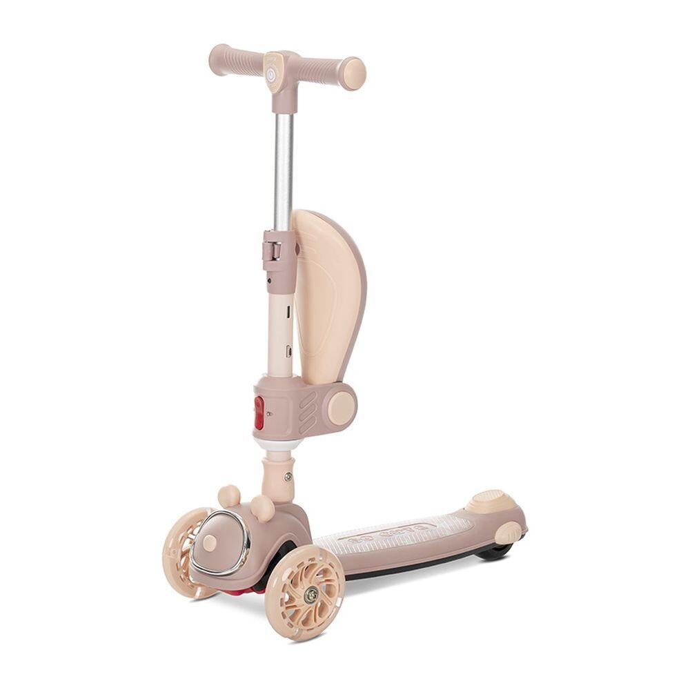 Infantil Paseo Patinete SWIFTIE plegable asiento luces ABEC-9 Beige 4/5