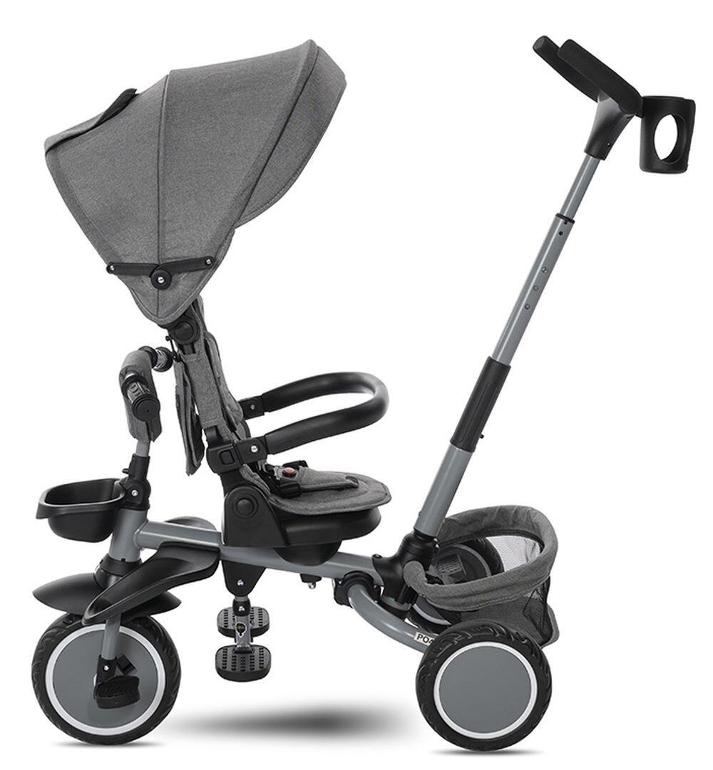Infantil Paseo Triciclo plegable FRECCIA 360º asiento giratorio Grey 4/5