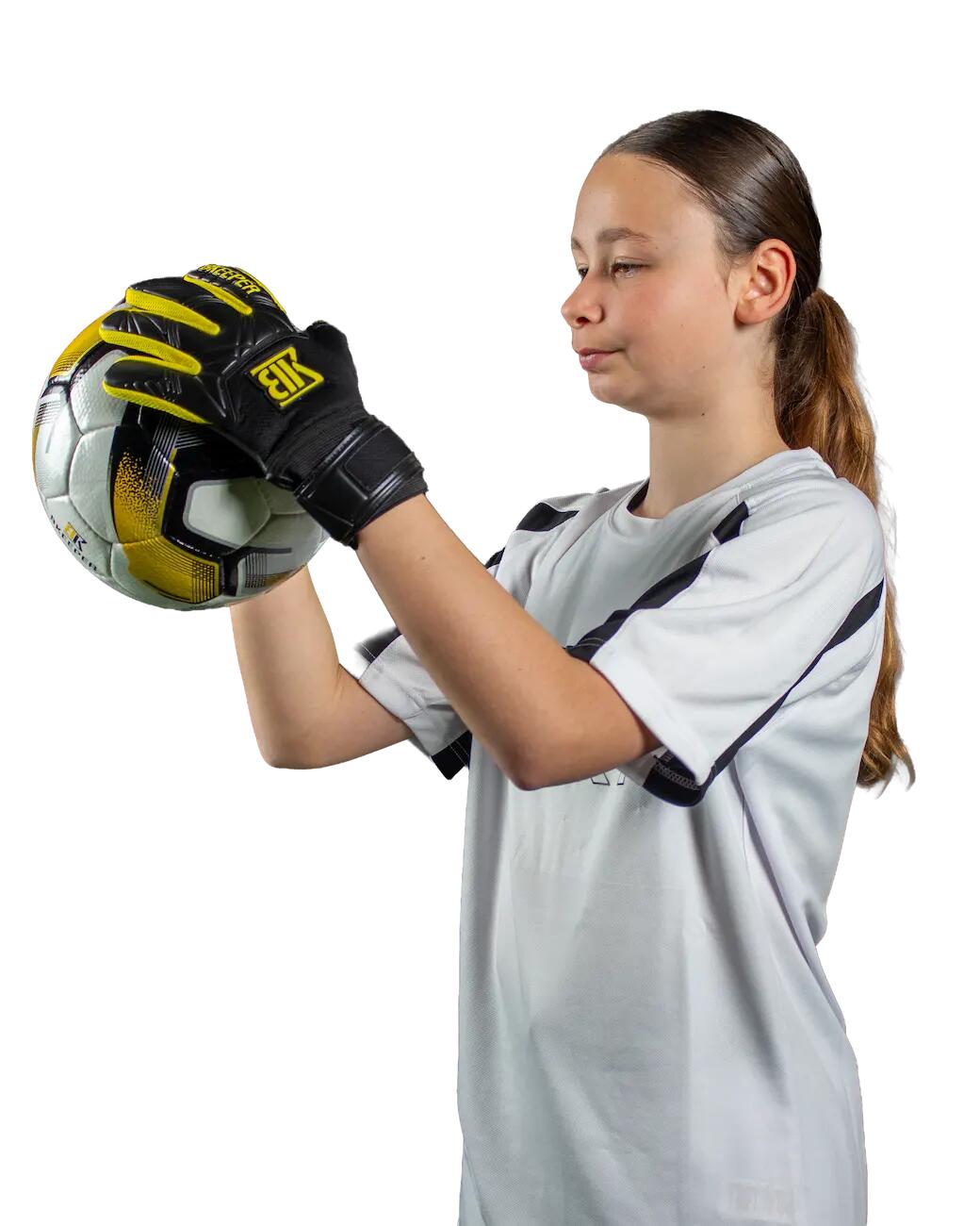 Guanti da portiere Flash Junior #26 neri e gialli 3/8