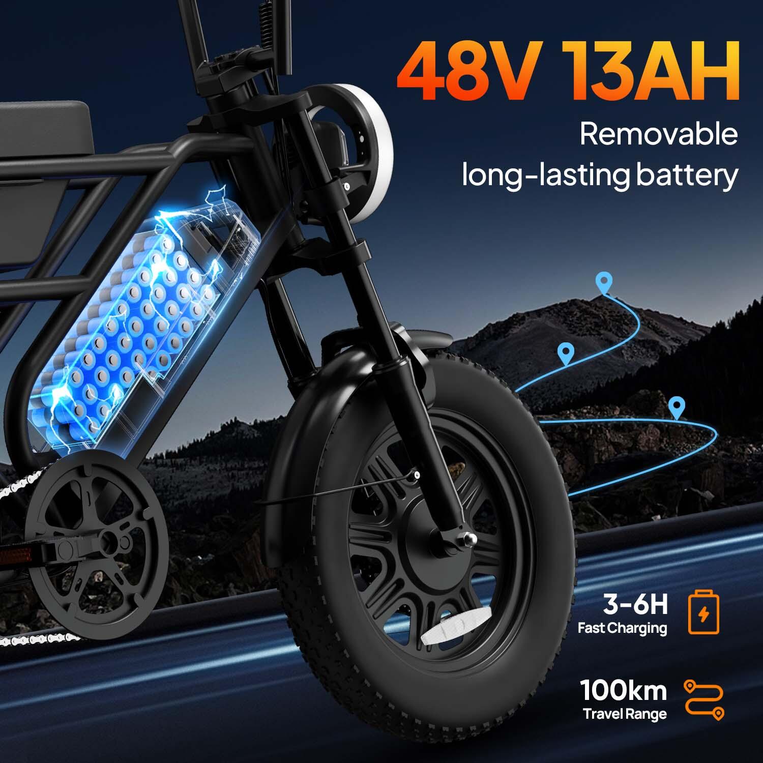 E-Bike URLIFE T16 con Doppia Sospensione, Batteria da 48 V 13 Ah 6/7