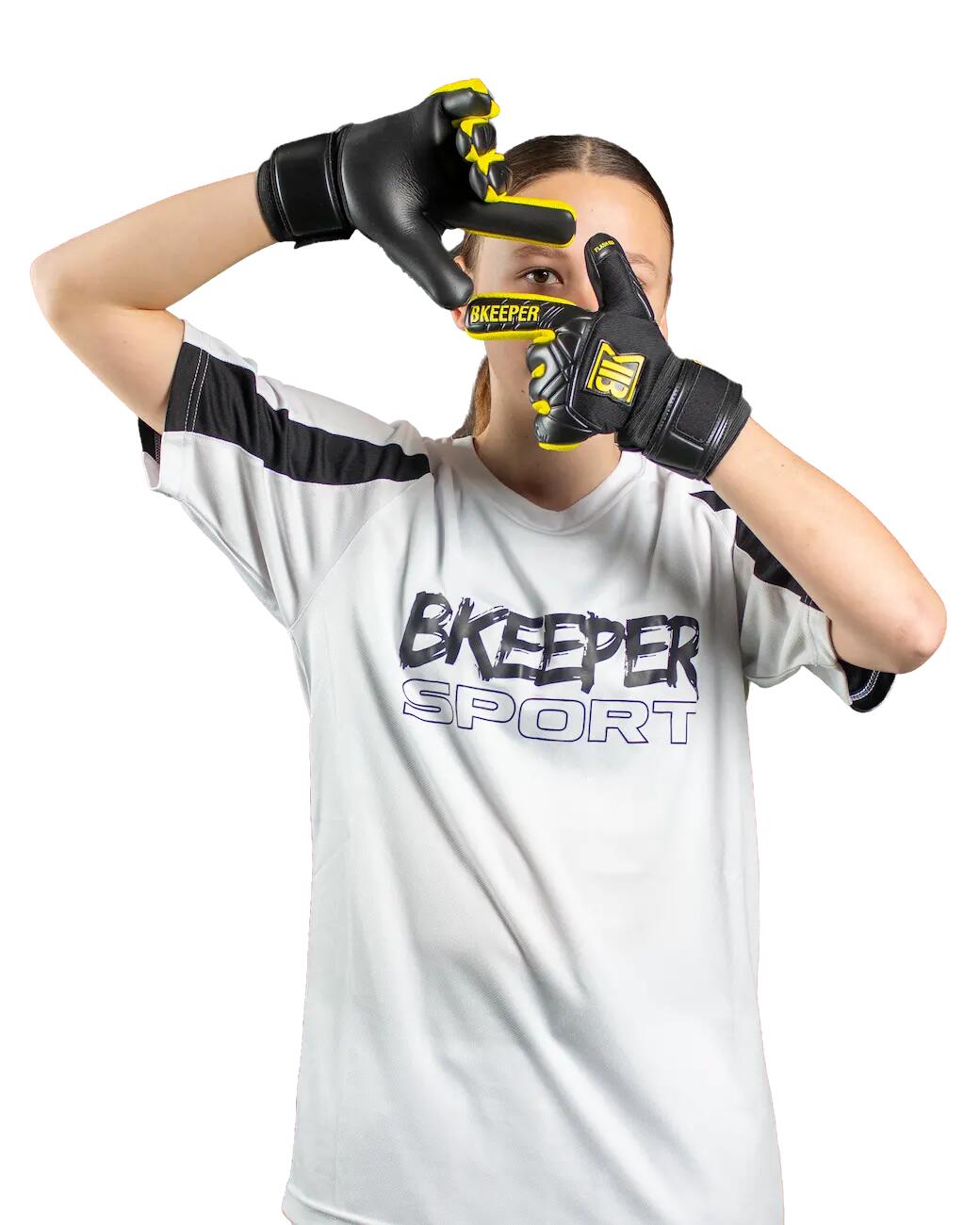 Guanti da portiere Flash Junior #26 neri e gialli 6/8