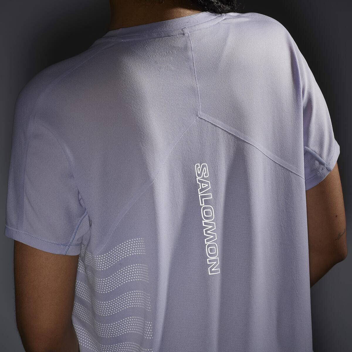 T-Shirt Running Salomon Sense Aero Graphic Bleu/Blanc Femme 3/4