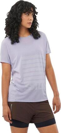 T-Shirt Running Salomon Sense Aero Graphic Bleu/Blanc Femme