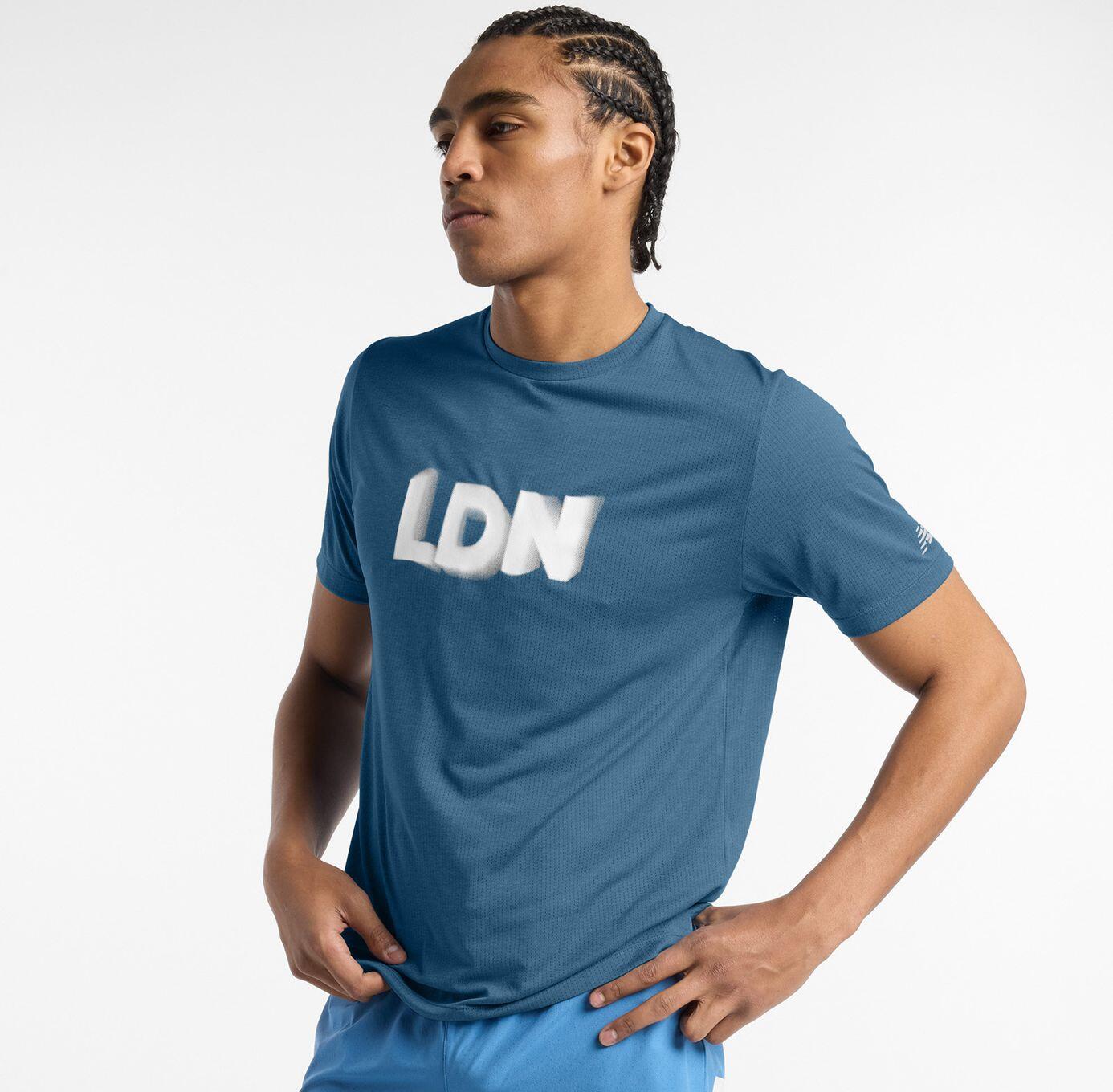 New Balance Athletics London Blue Heren Jersey met korte mouwen 4/7