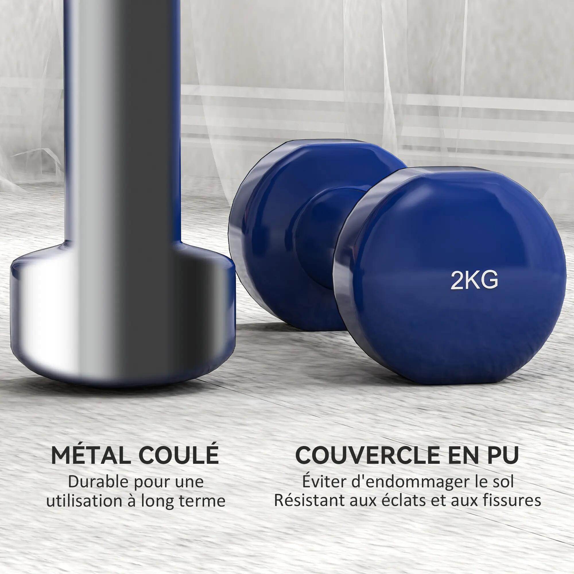 Ens. haltères courtes mallette collab. Aosom.fr x FFHandball - tot. 10 Kg 5/5