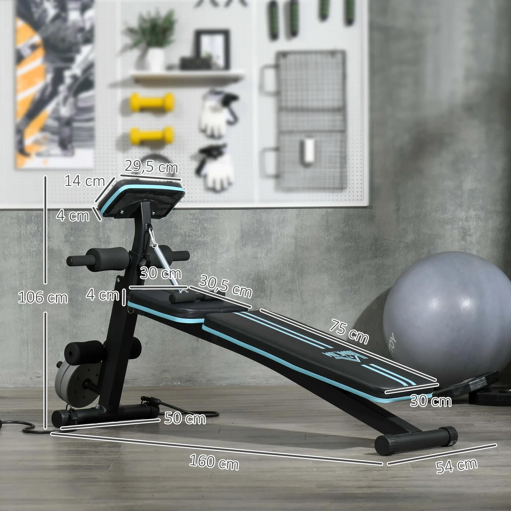 Banc de musculation - forme physique - réglable - noir/bleu 5/6