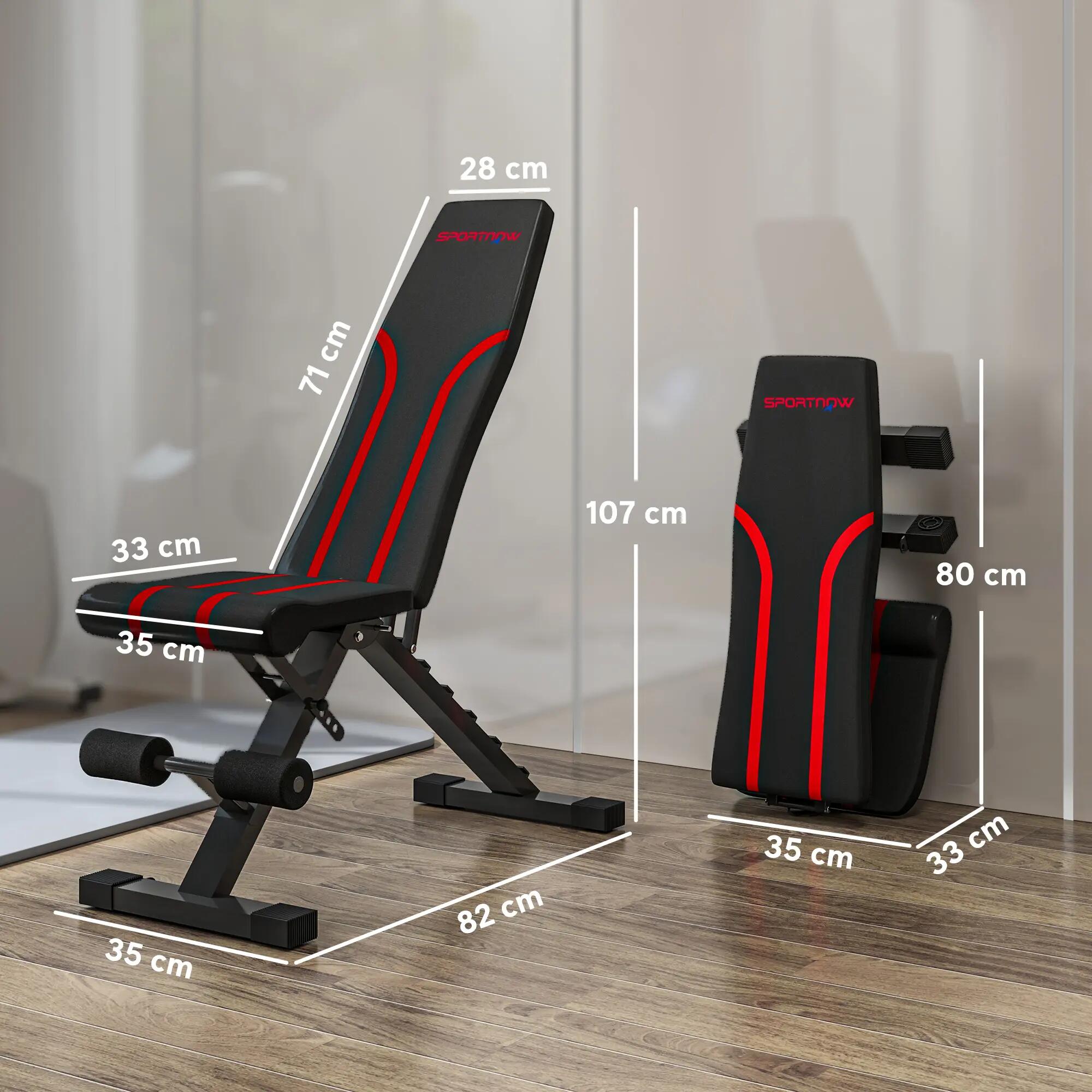 Banc de musculation pliable inclinable charge max. 230 Kg rouge noir 3/5