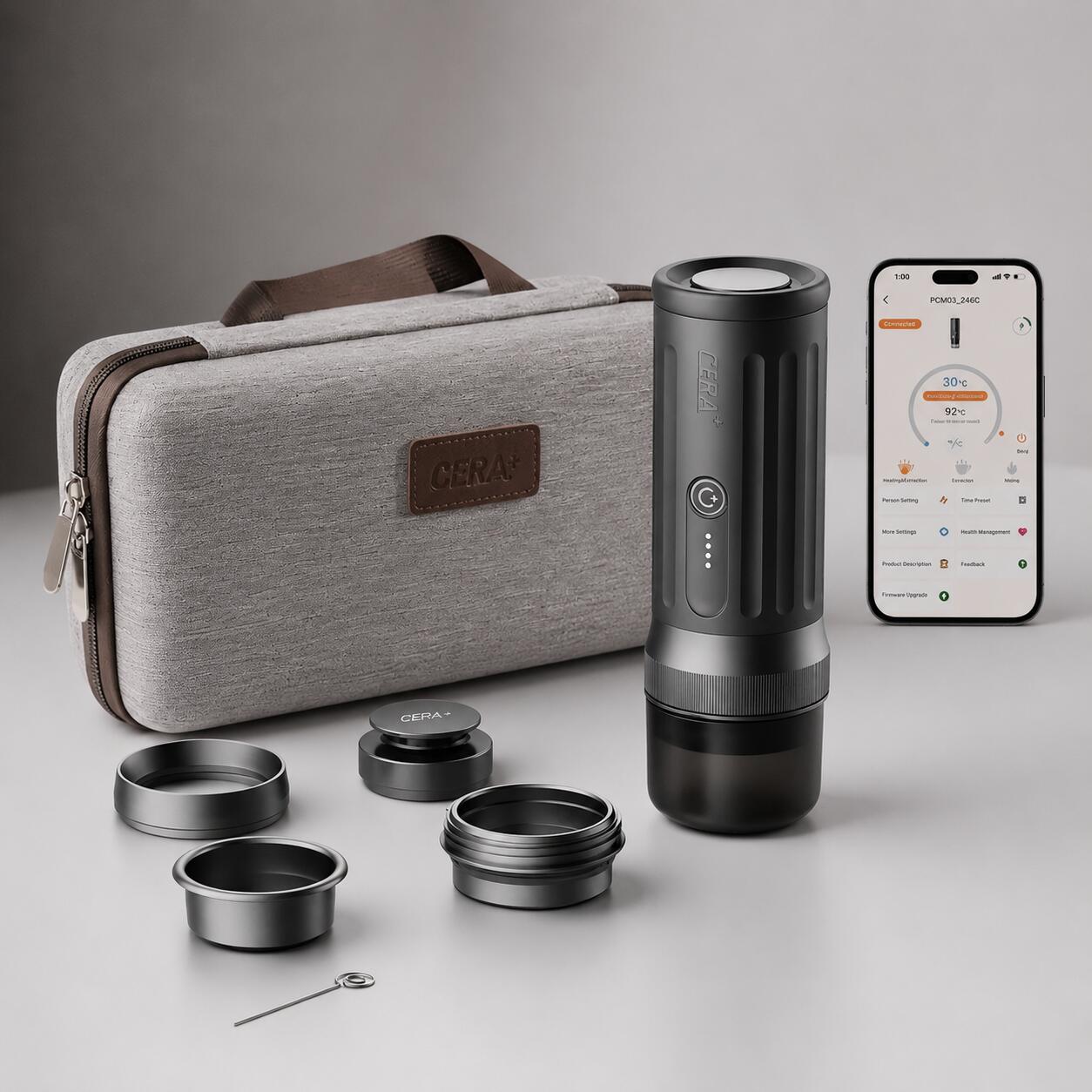 Ceramax 58mm Bottomless portafilter draagbare espressomachine USB-C 2/8