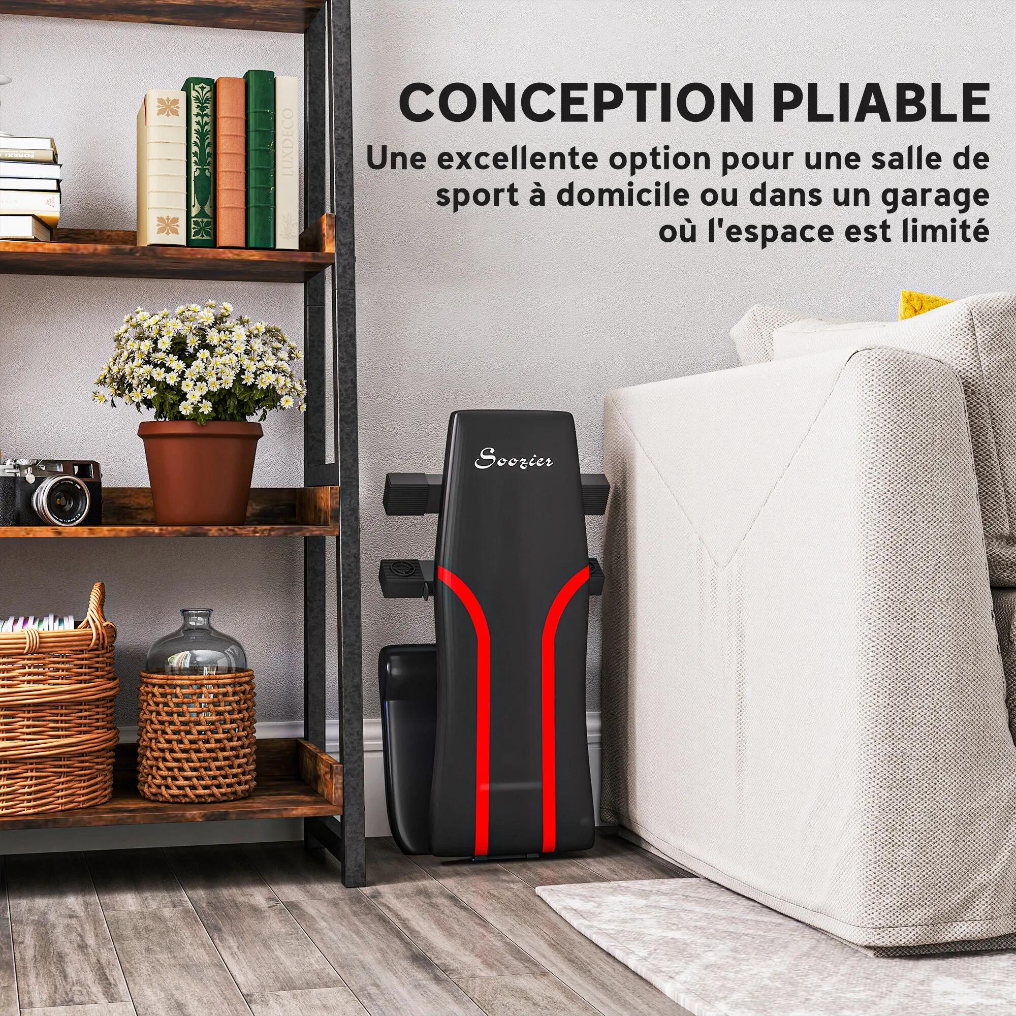 Banc de musculation pliable inclinable charge max. 230 Kg rouge noir 5/5