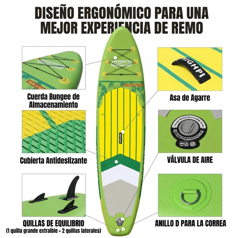 Planche de paddle gonflable Highpi 320x78x15cm (10'6"x31"x6") 2/7