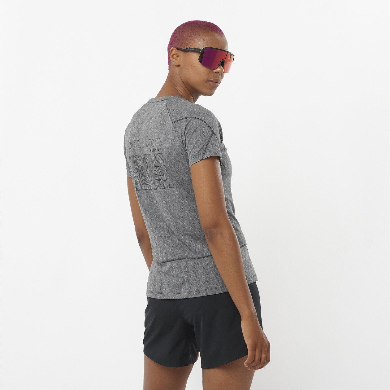 T-Shirt Running Salomon Cross Run Graphic Gris Femme 2/4