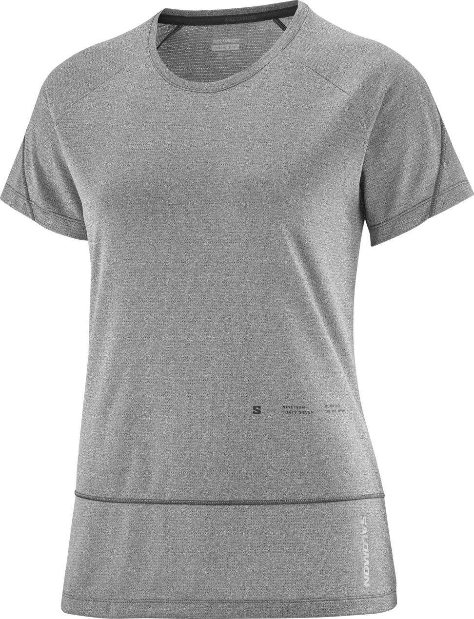 T-Shirt Running Salomon Cross Run Graphic Gris Femme 4/4