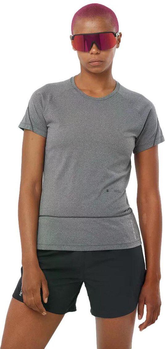 T-Shirt Running Salomon Cross Run Graphic Gris Femme 1/4