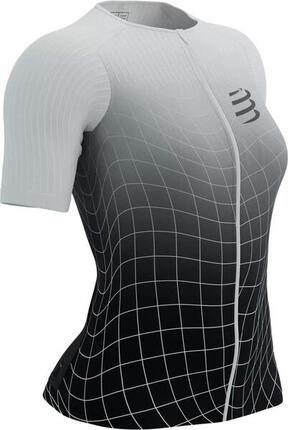 Camiseta de manga corta Compressport Tri Postural Aero SSpara mujer Negro / Blan