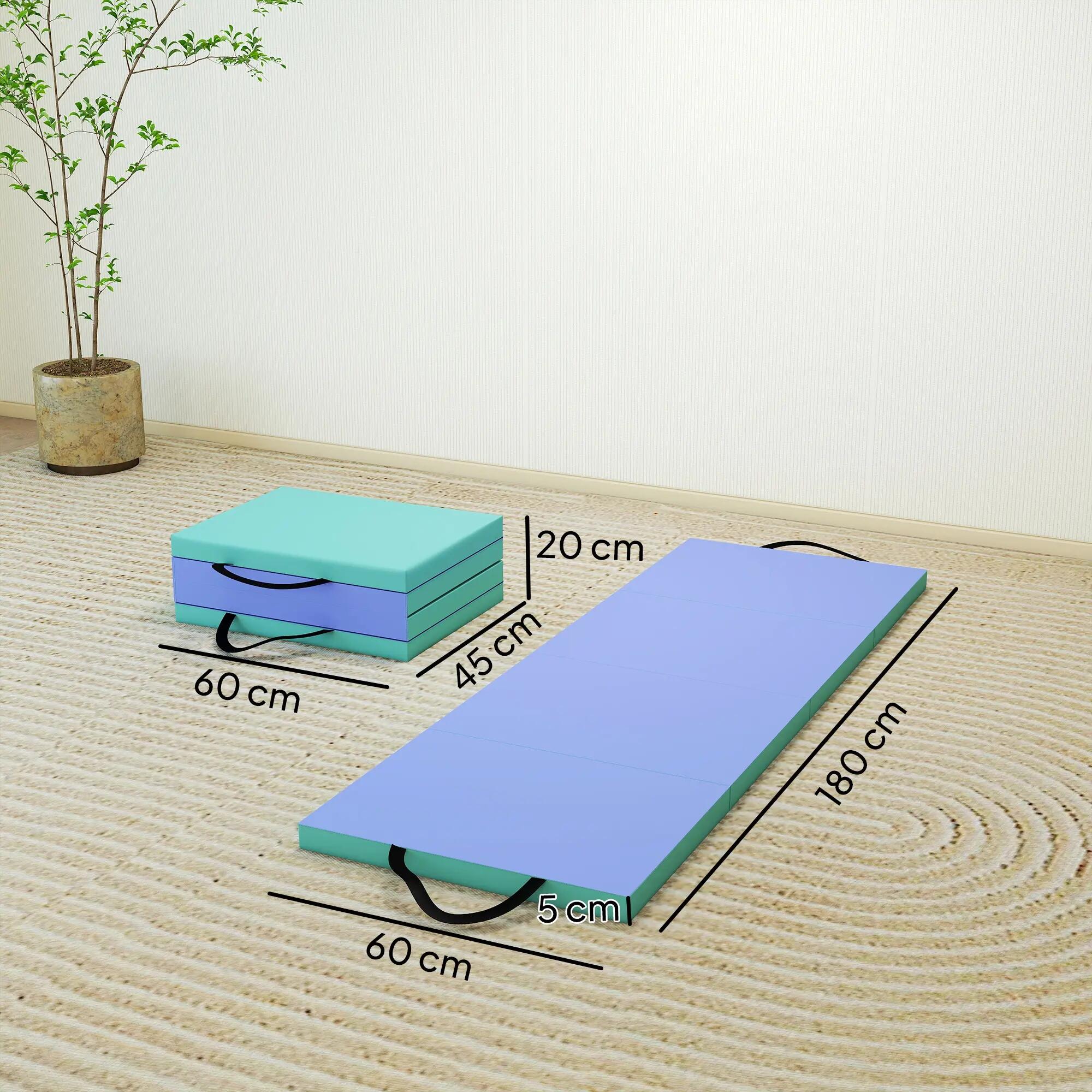 Tapis de gymnastique pliable portable 4 parties 180 x 60 x 5 cm 3/5