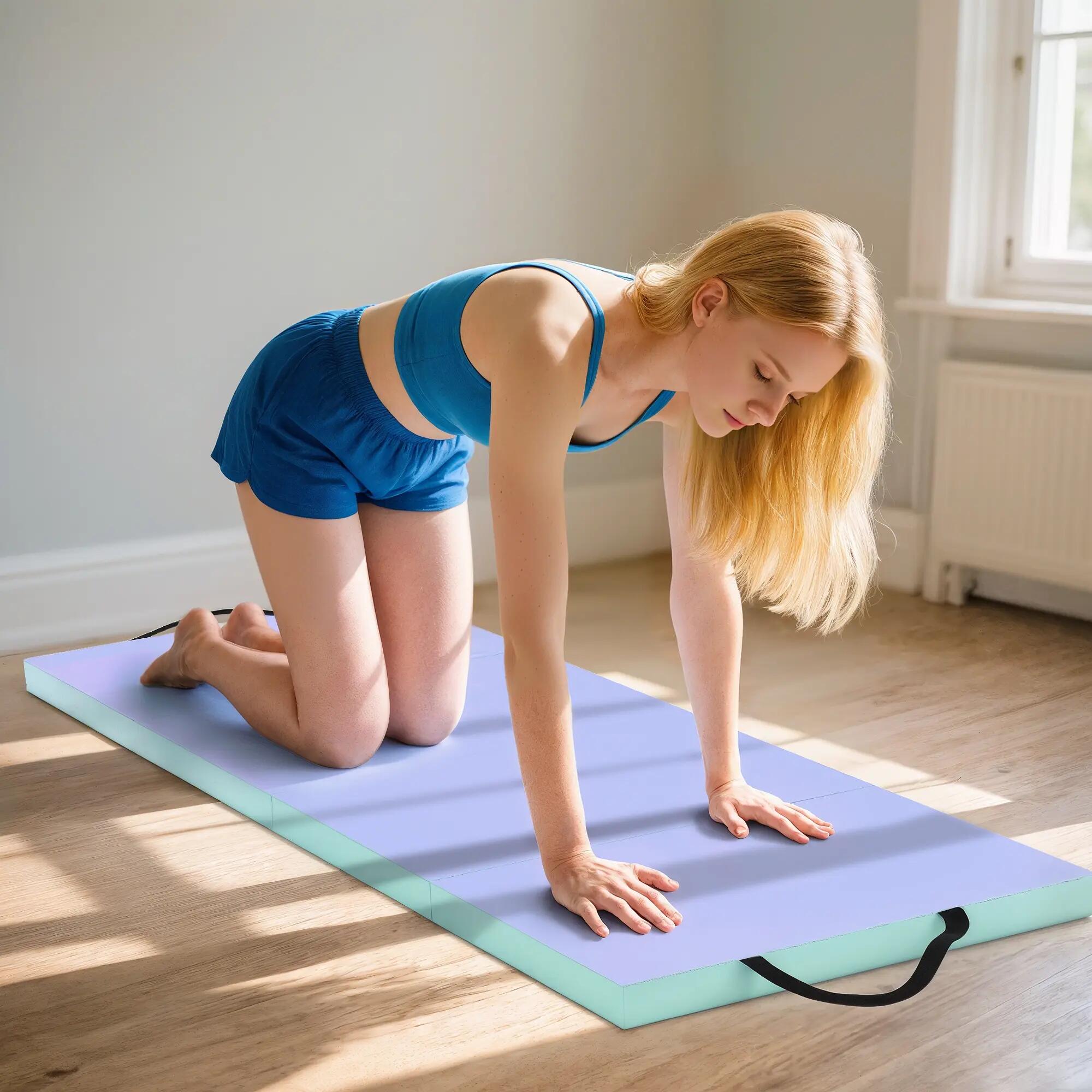 Tapis de gymnastique pliable portable 4 parties 180 x 60 x 5 cm 2/5