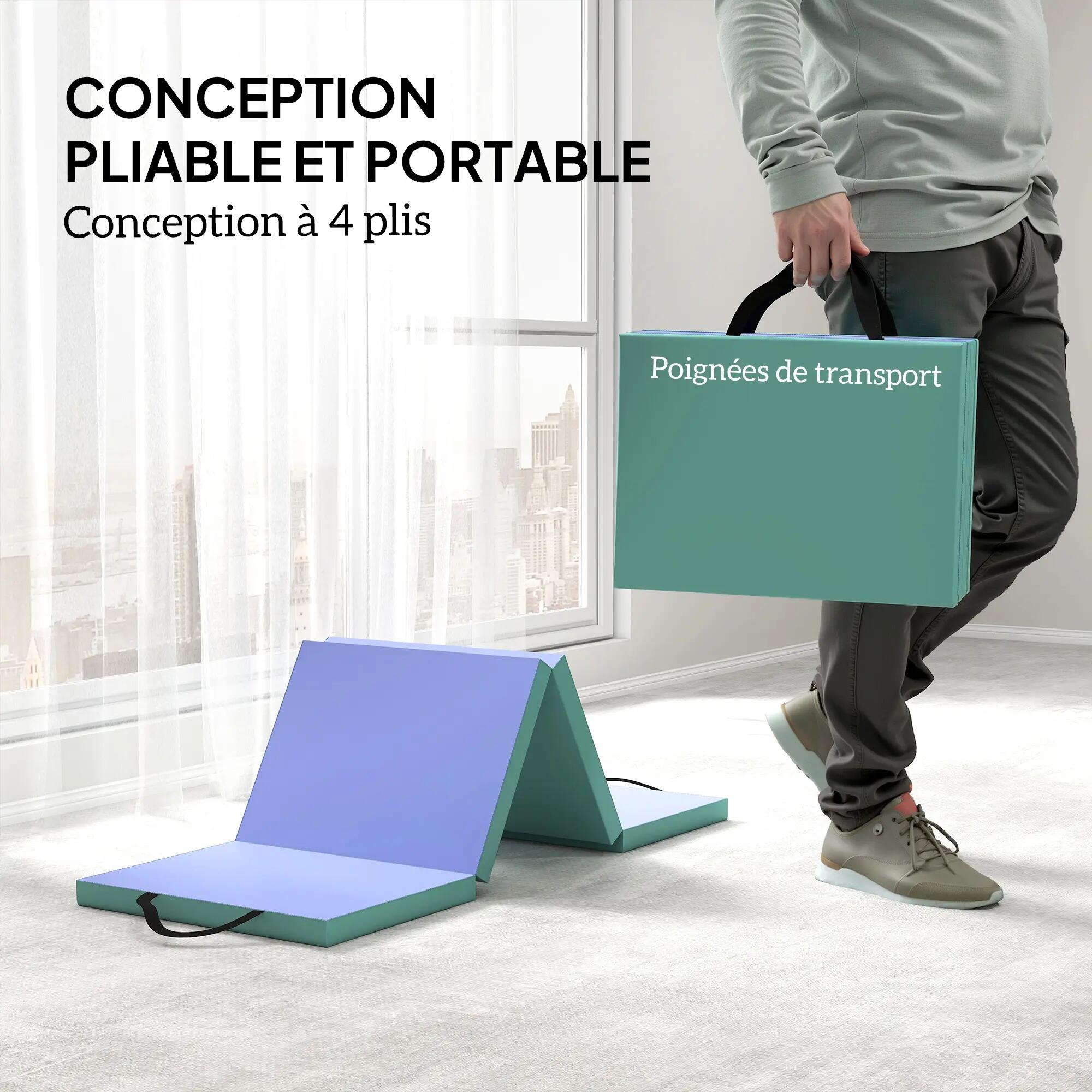 Tapis de gymnastique pliable portable 4 parties 180 x 60 x 5 cm 5/5