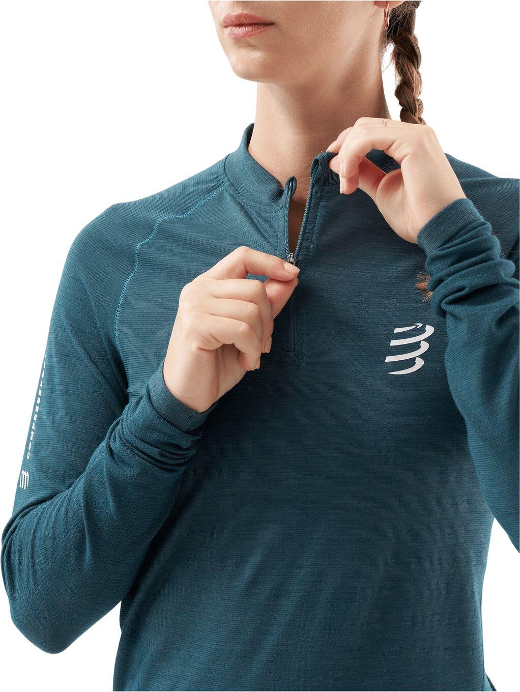 Compressport Trail HZ Merino Langarmtrikot Blau Damen 3/6
