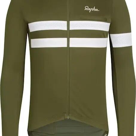 Maillot Manches Long Rapha Brevet Khaki/Blanc