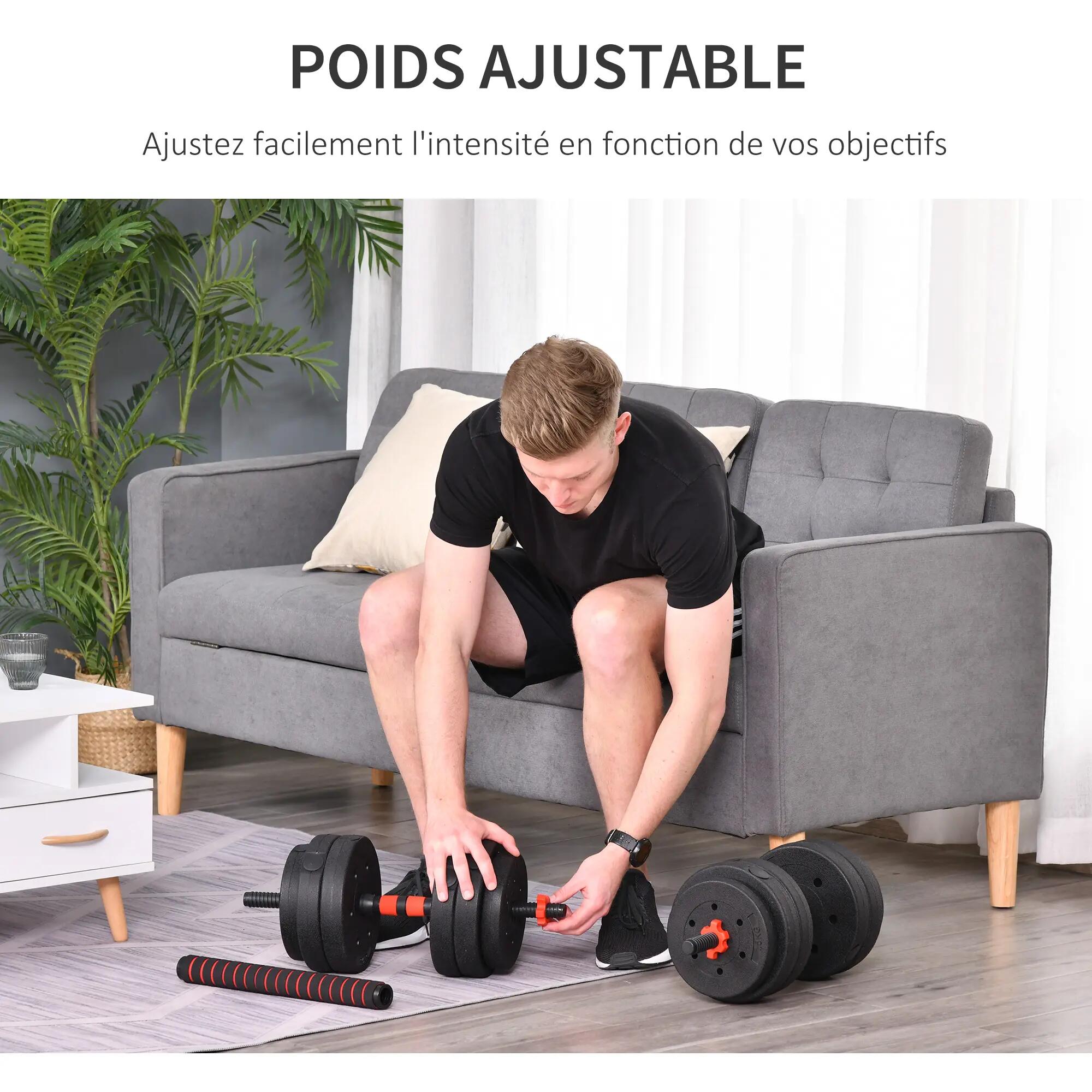Ensemble d'haltères courtes total 25 Kg - barres incluses - noir rouge 5/5