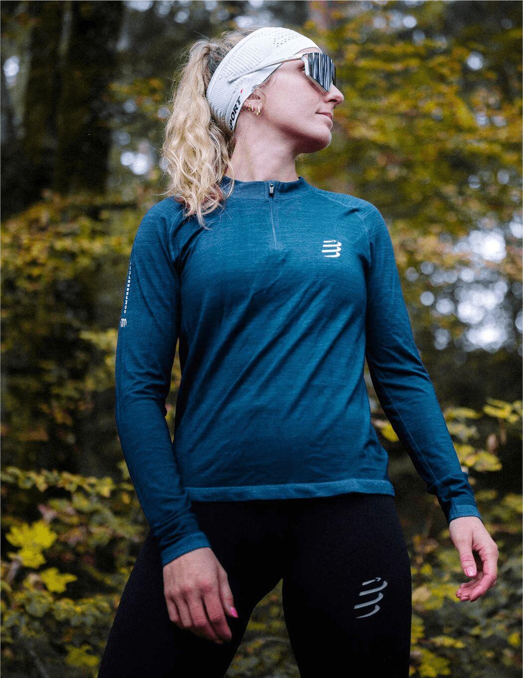 Compressport Trail HZ Merino Langarmtrikot Blau Damen 6/6