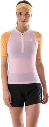 Camiseta de manga corta para mujer Compressport Trail Racing Postural Rosa/Naran