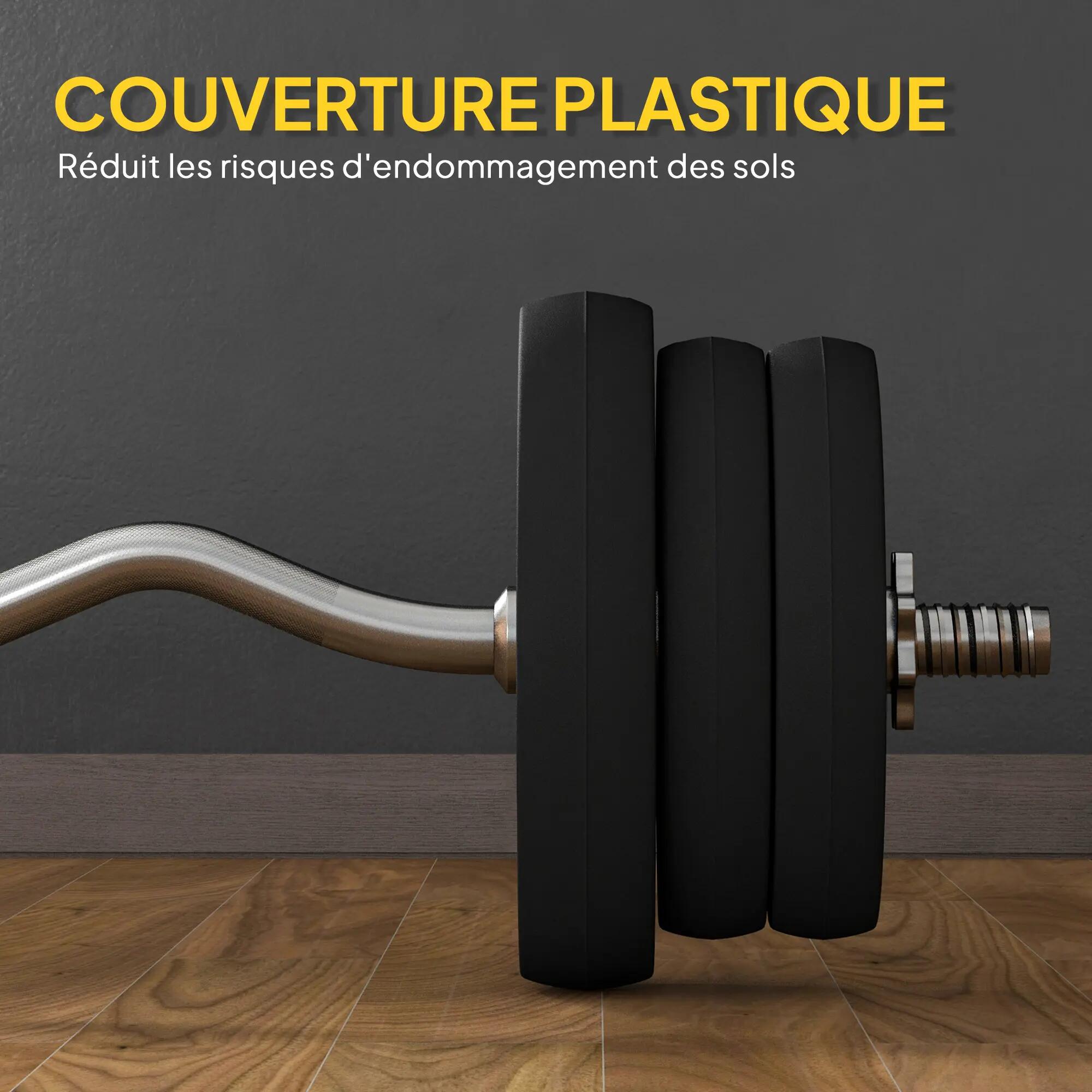 Ensemble de poids avec barre longue 120 cm total 25 kg noir 5/5