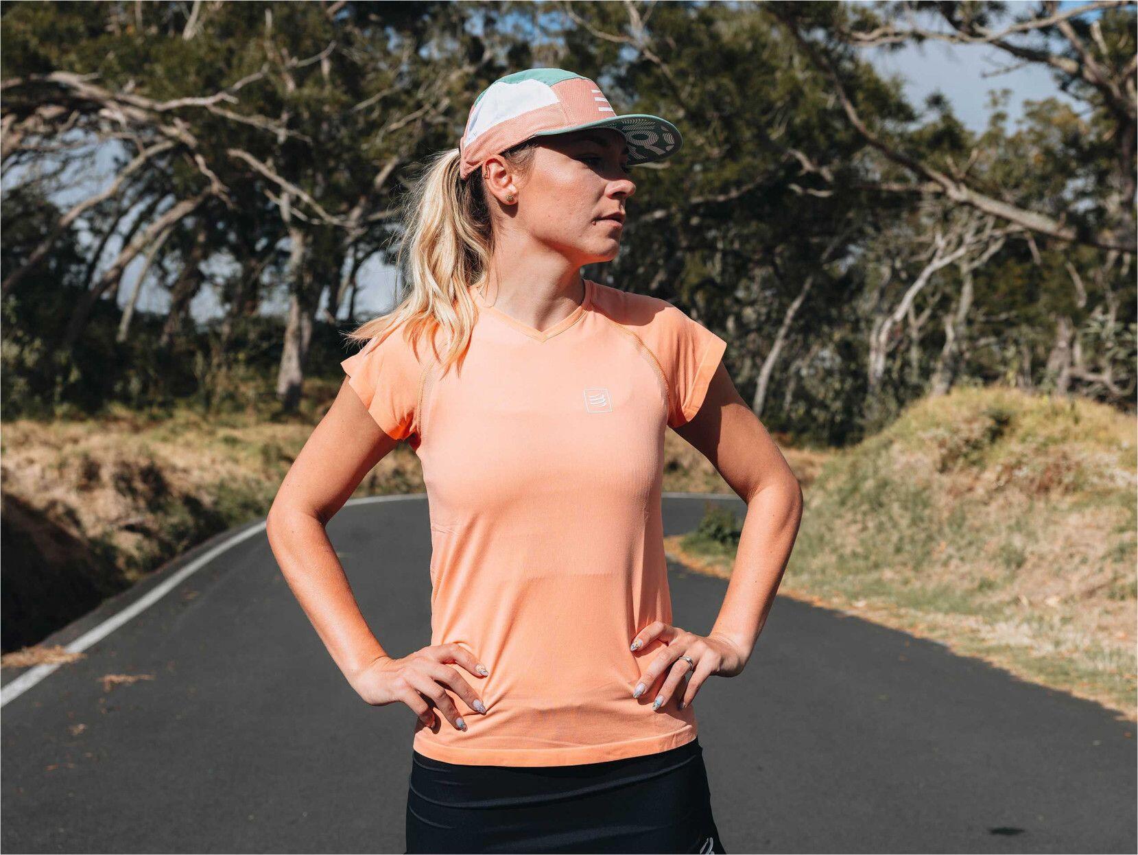 T-Shirt Running Compressport Training Logo Orange Femme 5/6