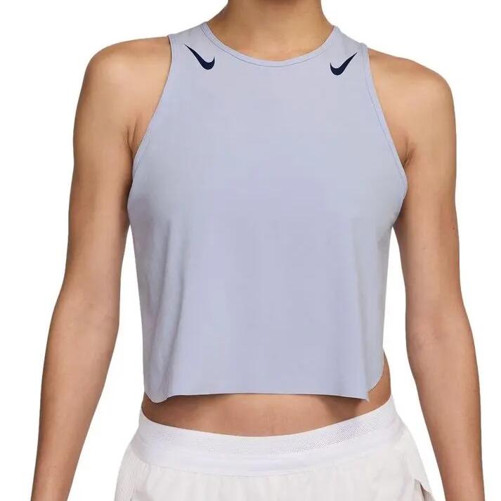 Women's Nike Dri-Fit ADV Aeroswift Crop Grey Blue Tank Top