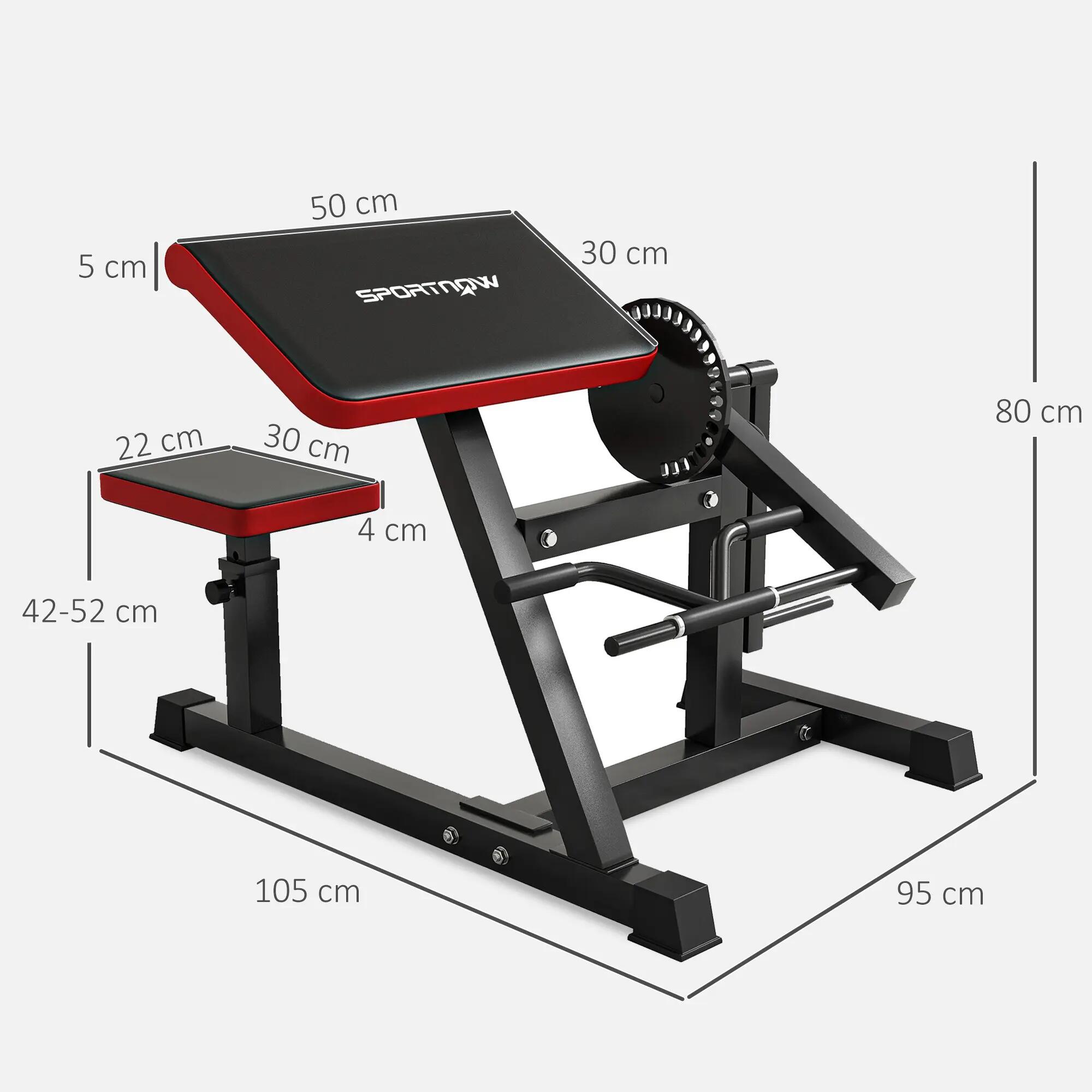 Banc à biceps preacher curl réglable max. 120 Kg acier noir rouge 3/5