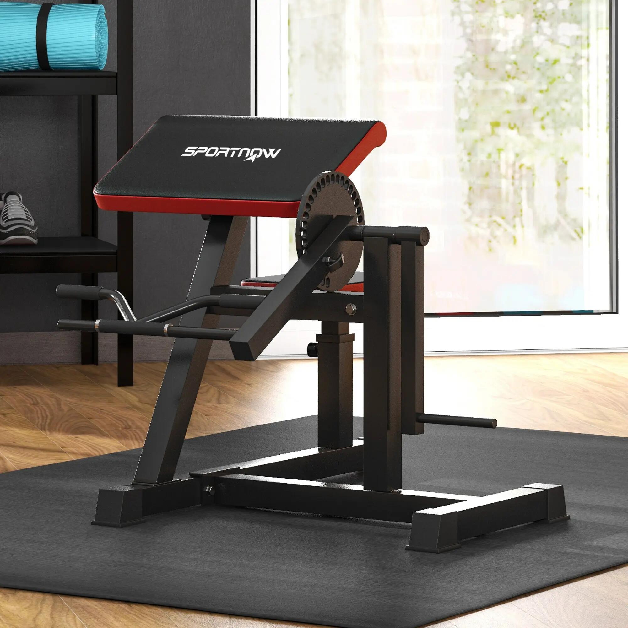 Banc à biceps preacher curl réglable max. 120 Kg acier noir rouge 2/5