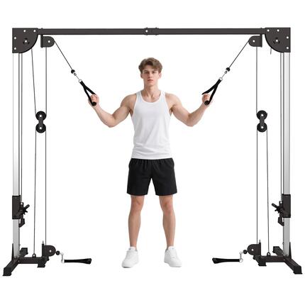 Appareil de musculation double poulie vis à vis crossover acier gris noir