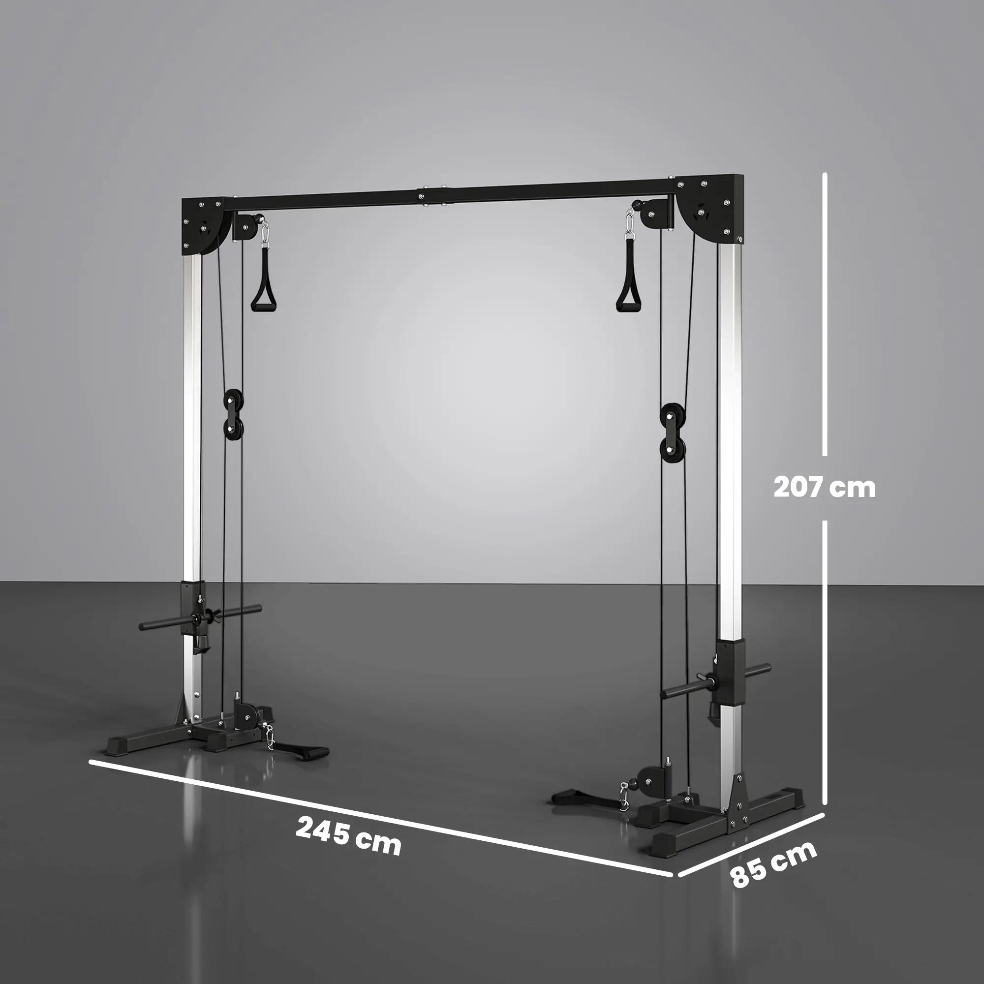 Appareil de musculation double poulie vis à vis crossover acier gris noir 3/5