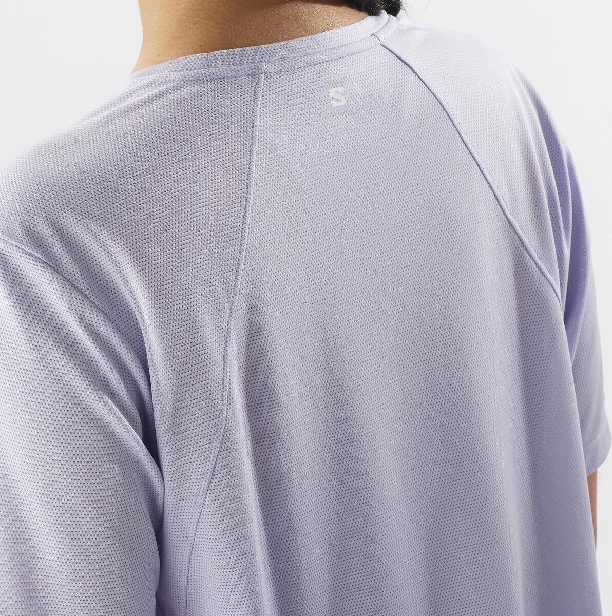 T-Shirt Running Salomon SHKout Core Violet Femme 3/4