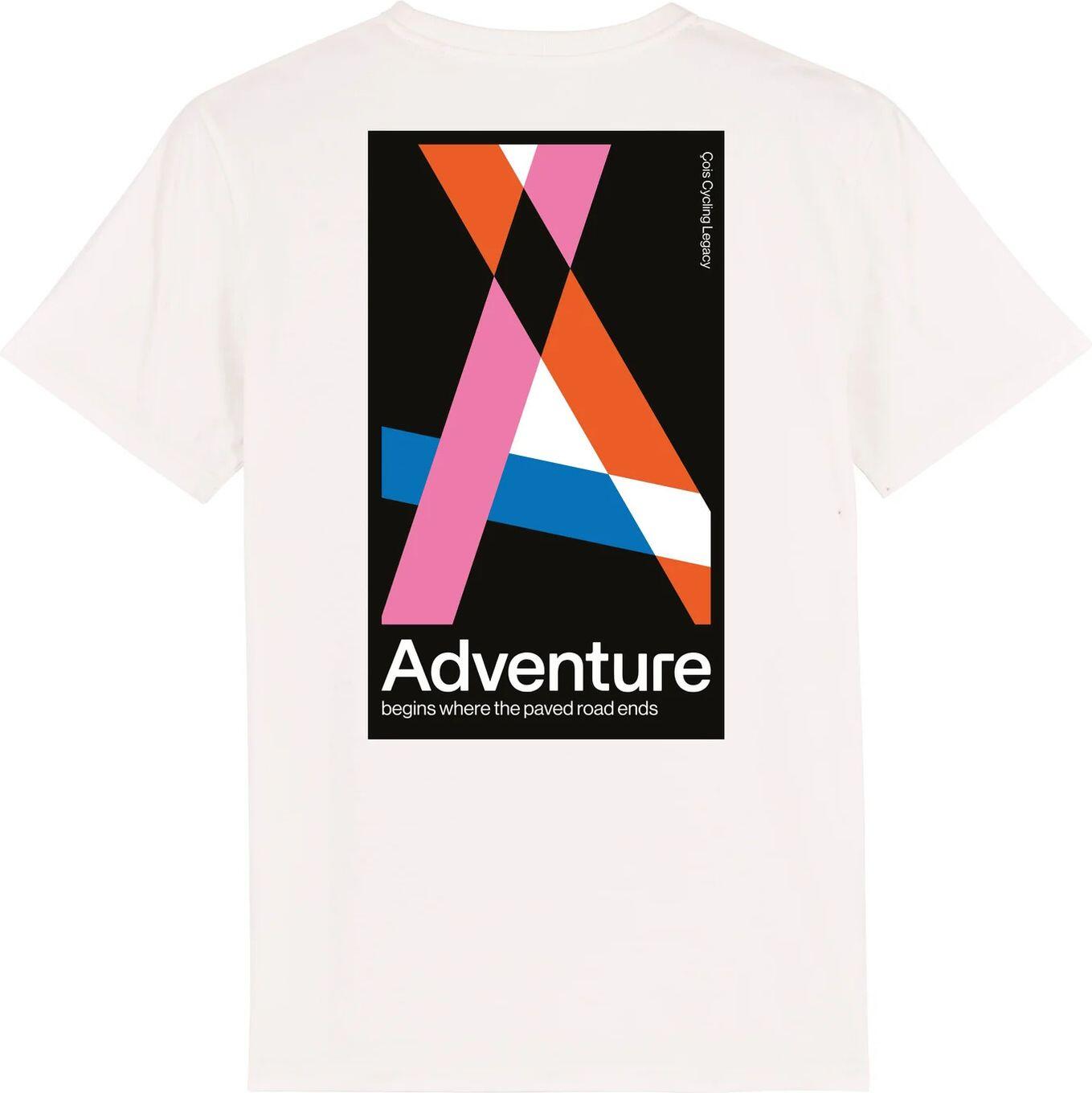 T-Shirt Unisexe Çois 'Adventure begins where the paved road ends' Blanc 2/2
