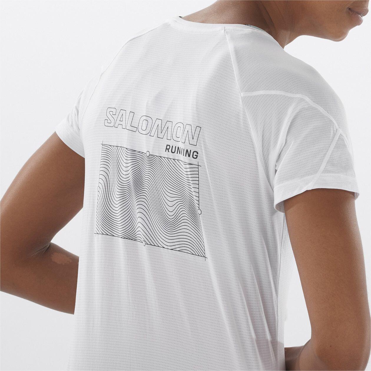 T-Shirt Running Salomon Cross Run Graphic Blanc Femme 3/5
