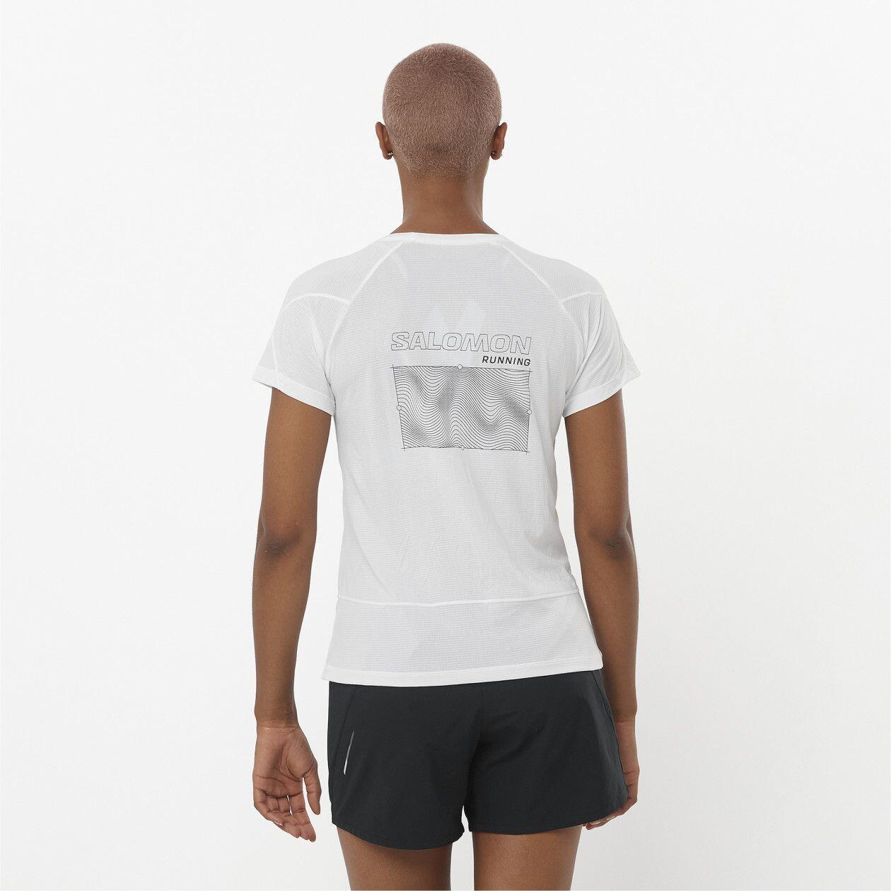 T-Shirt Running Salomon Cross Run Graphic Blanc Femme 2/5