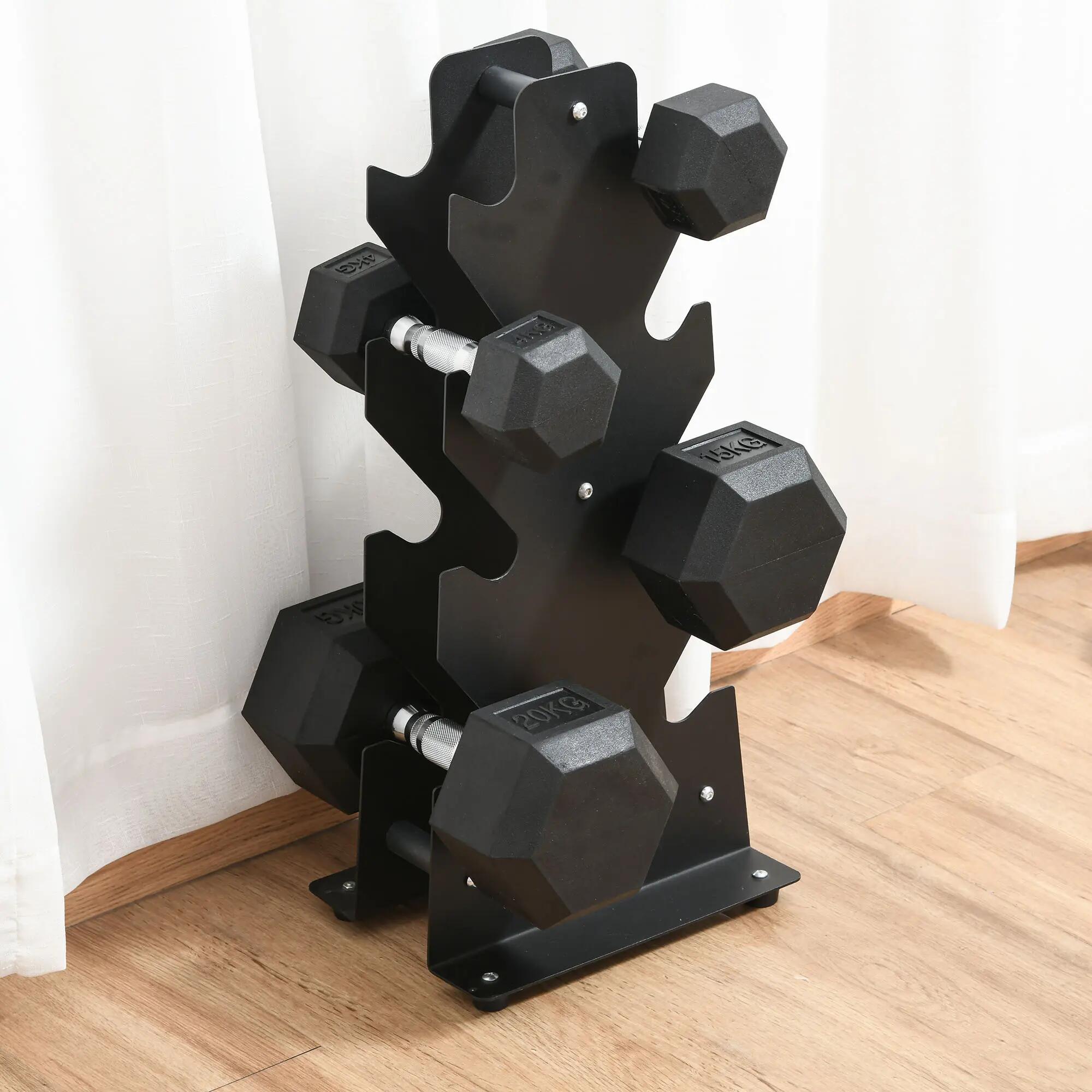 Haltère courte poids 20 Kg - acier caoutchouc noir 5/5