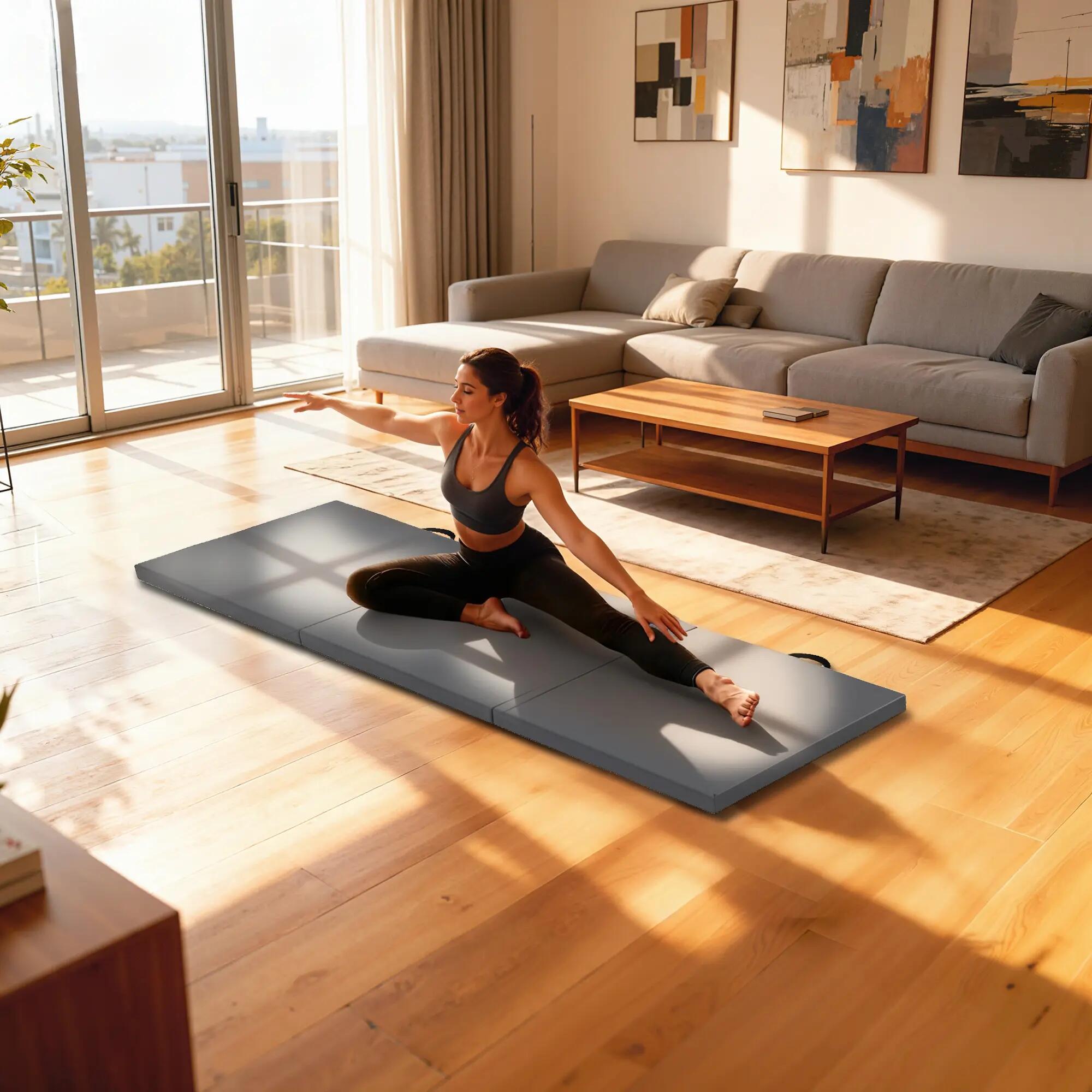 Tapis de sol gymnastique Fitness pliable portable dim. 180L x 60l x 5H cm 2/5