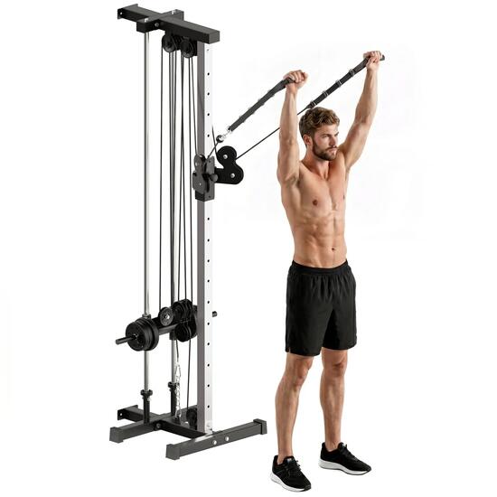 Station de musculation montage mural multifonction acier gris noir