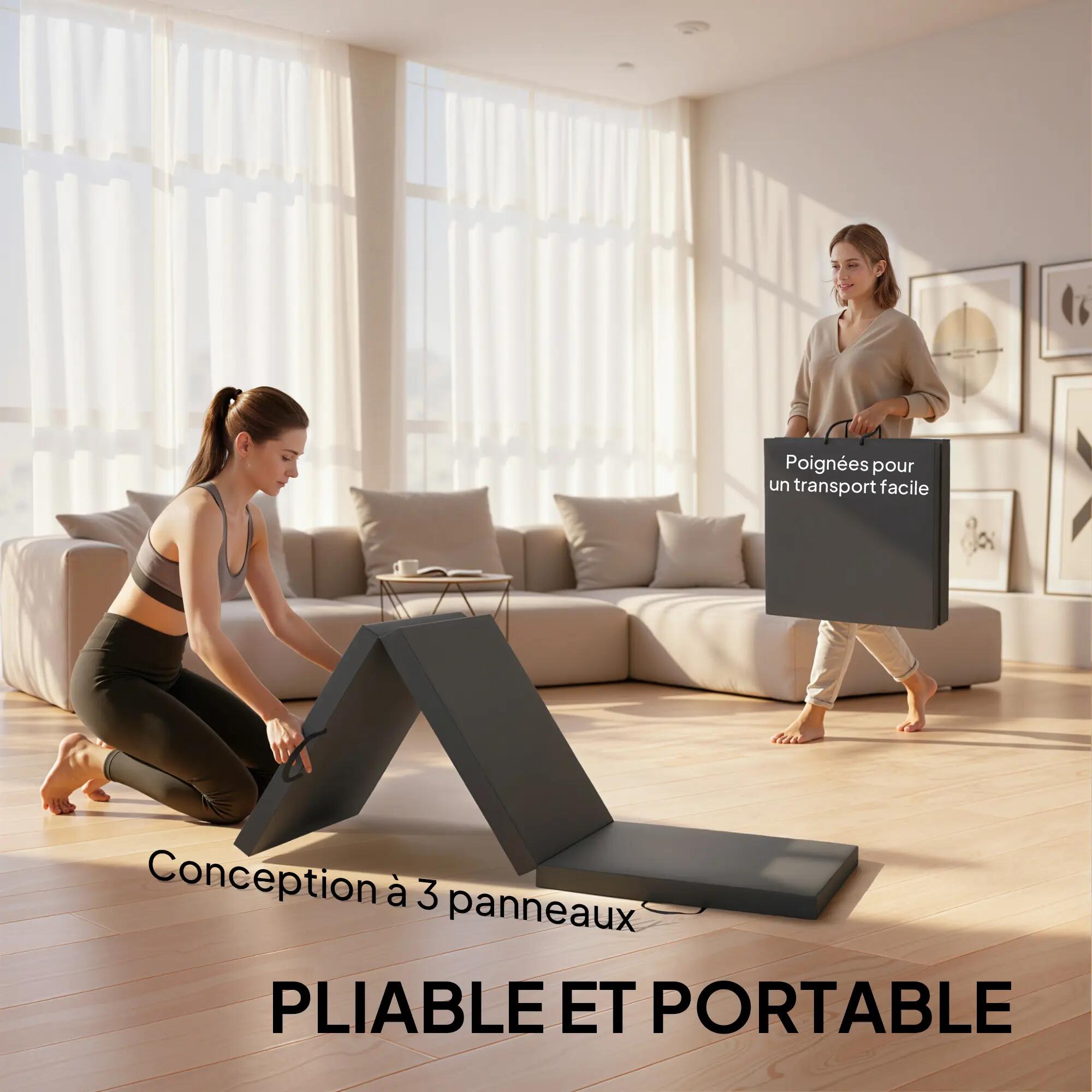 Tapis de sol gymnastique Fitness pliable portable dim. 180L x 60l x 5H cm 4/5