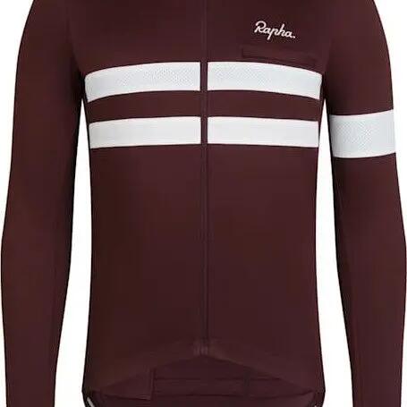 Maillot longues Rapha Brevet Jersey Marron/Blanc Homme