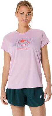 Asics fujitrail logo pink jersey met korte mouwen